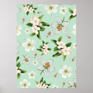 Affiche Motif vintage de fleurs de printemps