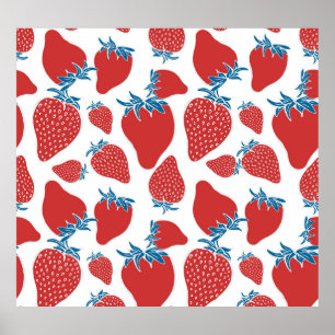Affiche Motif Vintage de fraise à main