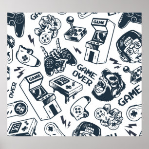 Affiche Motif vintage de jeux rétro.