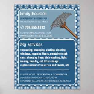 Affiche Motif vintage & Duster, Ménagère, Maid