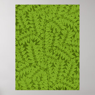 Affiche Motif vintage feuille verte de William Morris Bran
