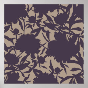 Affiche motif vintage fleuri sans couture. Silhouettes fab