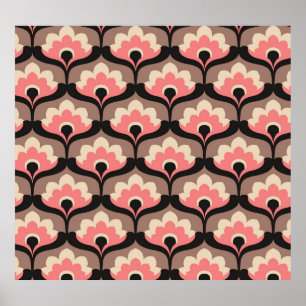 Affiche Motif vintage fleuri sans joint