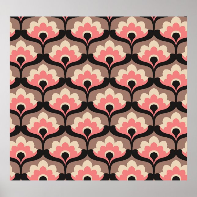 Affiche Motif vintage fleuri sans joint (Devant)