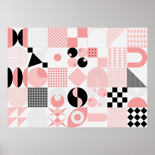 Affiche motif vintage géométrique Abstrait fait avec simpl (Devant)