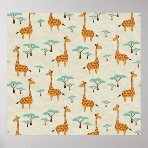 Affiche Motif vintage Giraffe.