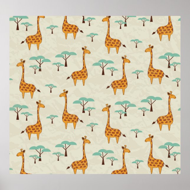 Affiche Motif vintage Giraffe. (Devant)