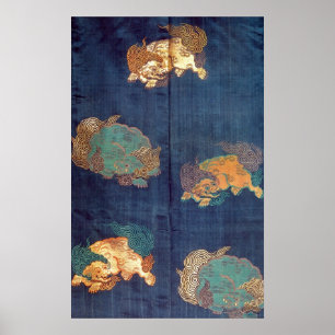 Affiche Motif vintage japonais Lion