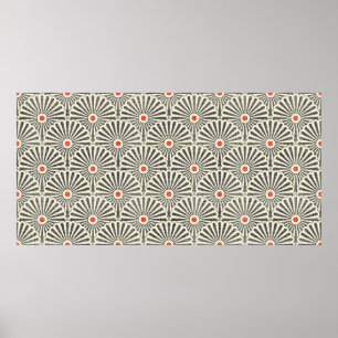 Affiche Motif vintage japonais transparent sur fond textue