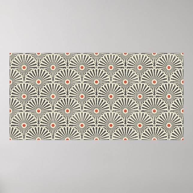 Affiche Motif vintage japonais transparent sur fond textue (Devant)