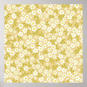 Affiche Motif vintage sans couture abstrait. Flux blanc mo