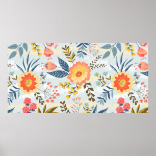 Affiche motif vintage sans couture avec les fleurs abstrai