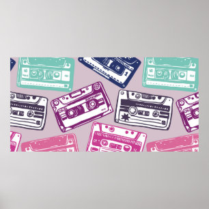 Affiche motif vintage sans couture dessiné à la main avec 