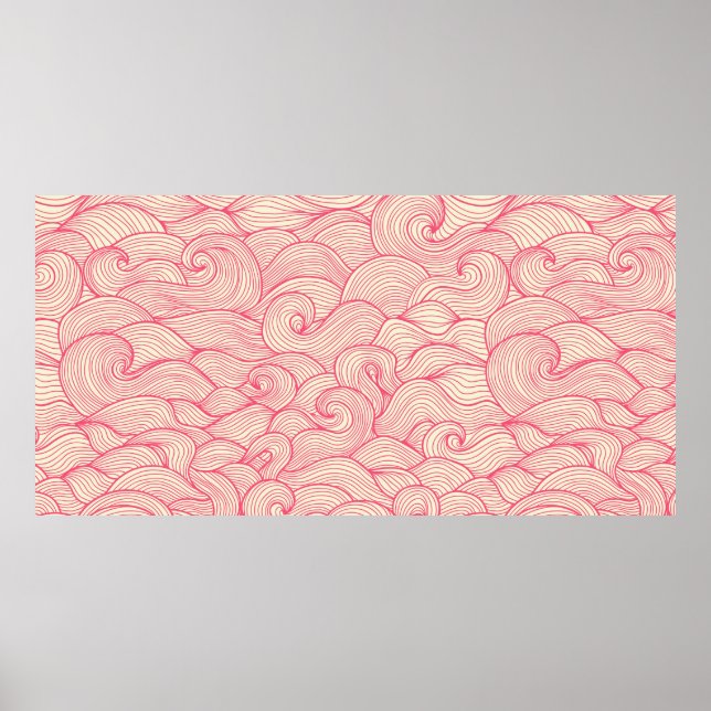 Affiche motif vintage sans couture. Vagues abstraites dess (Devant)