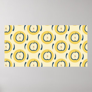 Affiche Motif vintage sans soudure avec pomme. 