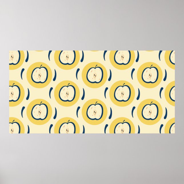 Affiche motif vintage sans soudure avec pomme.  (Devant)
