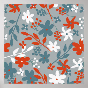 Affiche Motif vintage simple. Arrière - plan gris, orange,