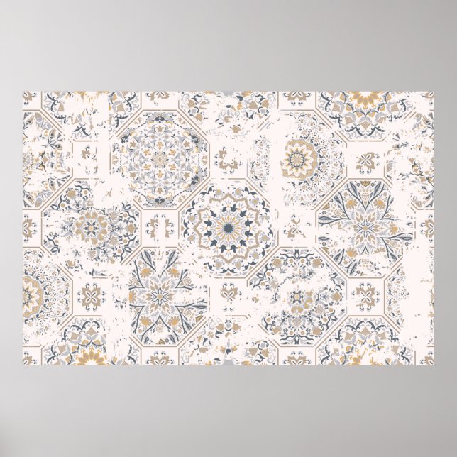 Affiche Motif vintage transparent avec effet attriti (Devant)