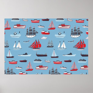 Affiche motif vintage voyage bateau