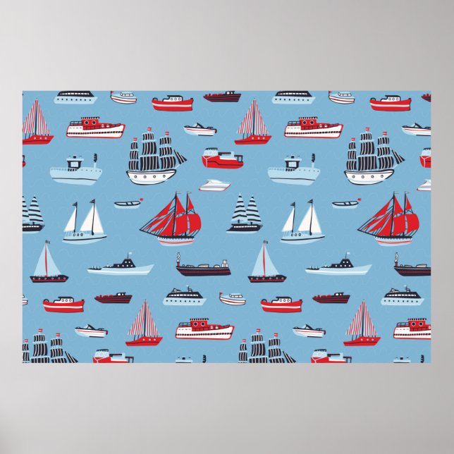 Affiche motif vintage voyage bateau (Devant)