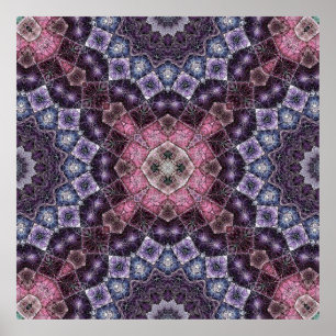 Affiche Motif Web Mandala rose et violet vif