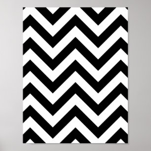 Affiche Motif Zigzag Chevron noir et blanc