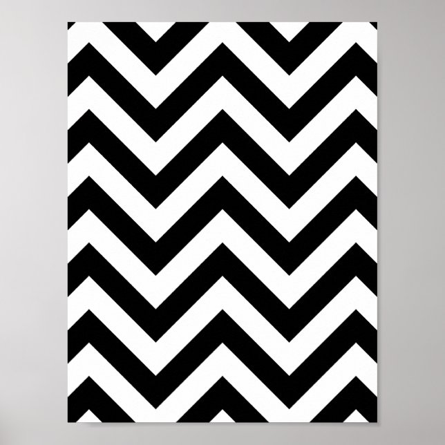 Affiche Motif Zigzag Chevron noir et blanc (Devant)