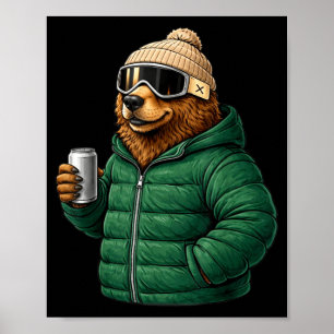 Affiche Motifs animaux ours brun après ski shirt skiAni