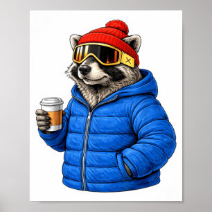 Affiche Motifs animaux raton laveur après ski shirt ski