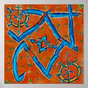 Affiche Motifs berbères amazigh, signes et symboles abstra