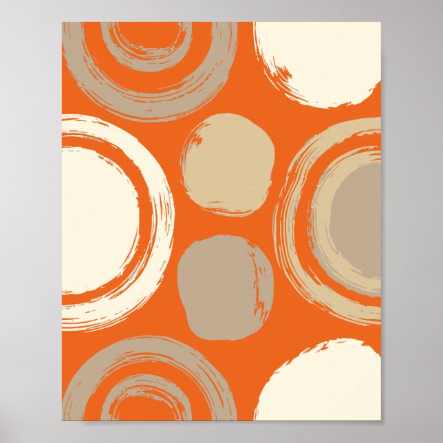 Affiche Motifs circulaires abstraits sur fond orange (Devant)