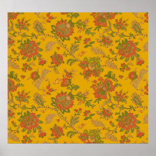 Affiche motifs d'art mughal et frontières textile ethnie n