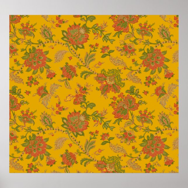 Affiche motifs d'art mughal et frontières textile ethnie n (Devant)