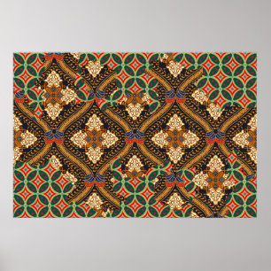 Affiche motifs de batik indonésiens avec un plan très dist