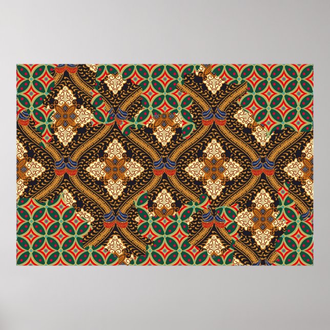Affiche motifs de batik indonésiens avec un plan très dist (Devant)