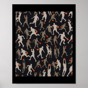 Affiche Motifs noirs en tissu de basket-ball