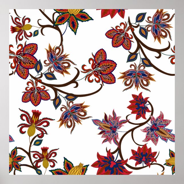 Affiche Motifs orientaux. Motif sans couture avec belle (Devant)