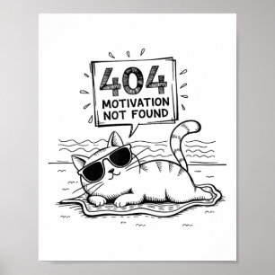 Affiche Motivation 404 non trouvée Humour de chat drôle et