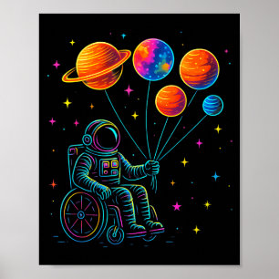 Affiche Motivation astronautes en fauteuil roulant enfants