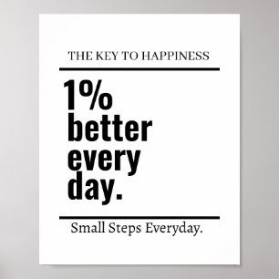 Affiche Motivation customisée 1% mieux Quotidien Moderne