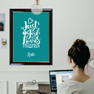 Affiche Motivation de triathlon moderne Turquoise Typo bla