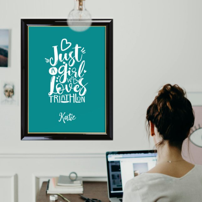 Affiche Motivation de triathlon moderne Turquoise Typo bla (Créateur téléchargé)