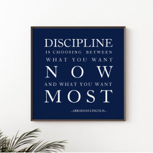 Affiche Motivation Discipline Bleu Marine Blanc