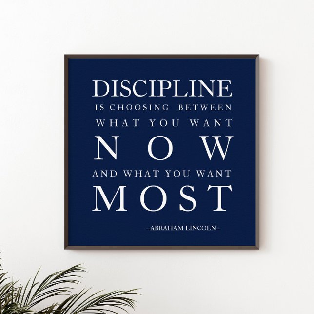 Affiche Motivation Discipline Bleu Marine Blanc  (Créateur téléchargé)