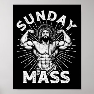 Affiche Motivation drôle de dimanche chrétien M Bodybuilde