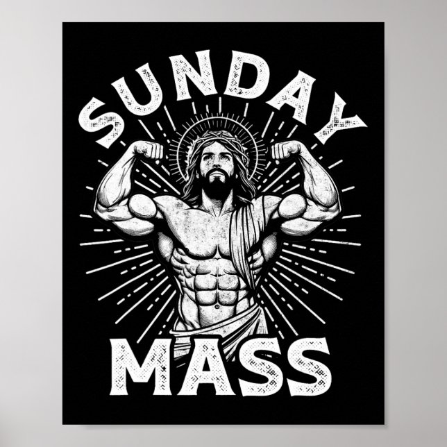 Affiche Motivation drôle de dimanche chrétien M Bodybuilde (Devant)