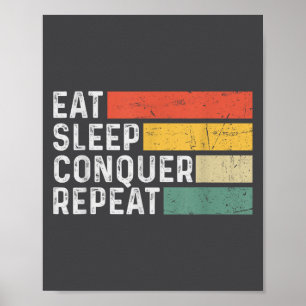Affiche Motivation Drôle Rétro Vintage - Manger Dormir Con