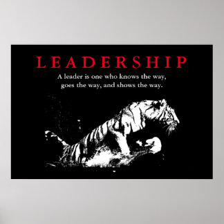 Affiche Motivation du leadership du tigre noir blanc