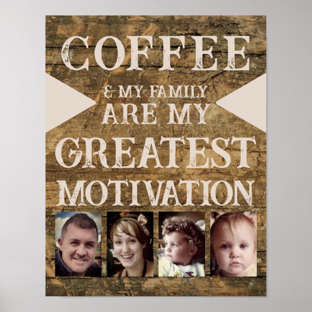 Affiche Motivation famille de café 4 photo brun beige (Devant)