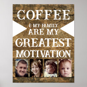 Affiche Motivation famille de café 4 photo brun blanc
